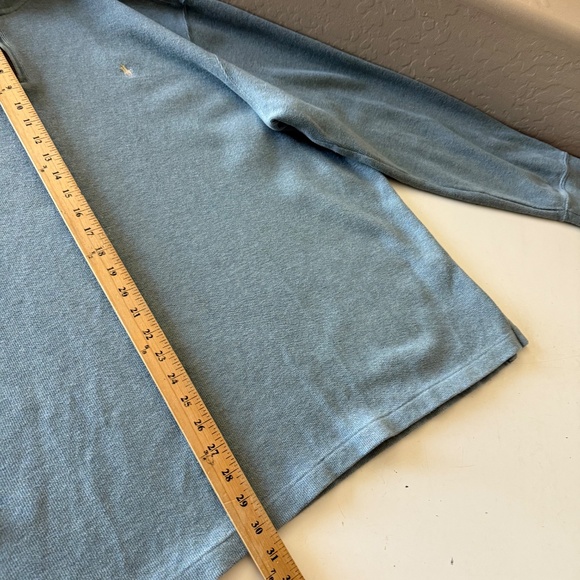 Polo Ralph Lauren Dusty Aqua Blue Leather Pull Quarter Zip Pullover Sweater 2XL - Picture 7 of 7